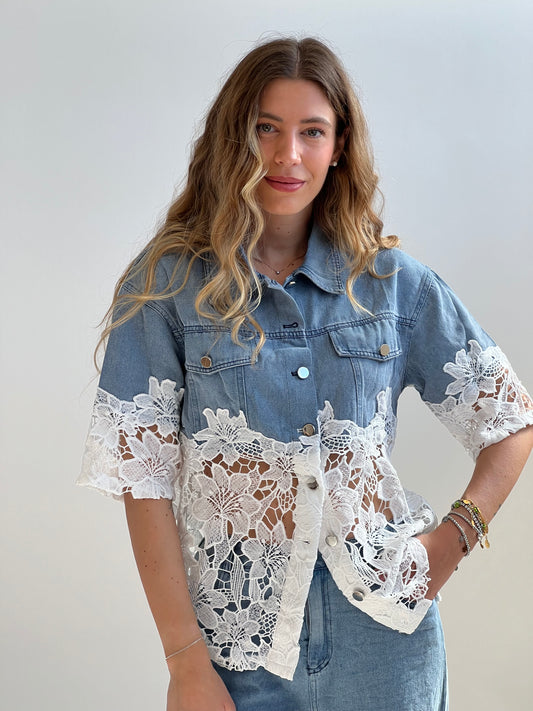 Completo jeans in pizzo